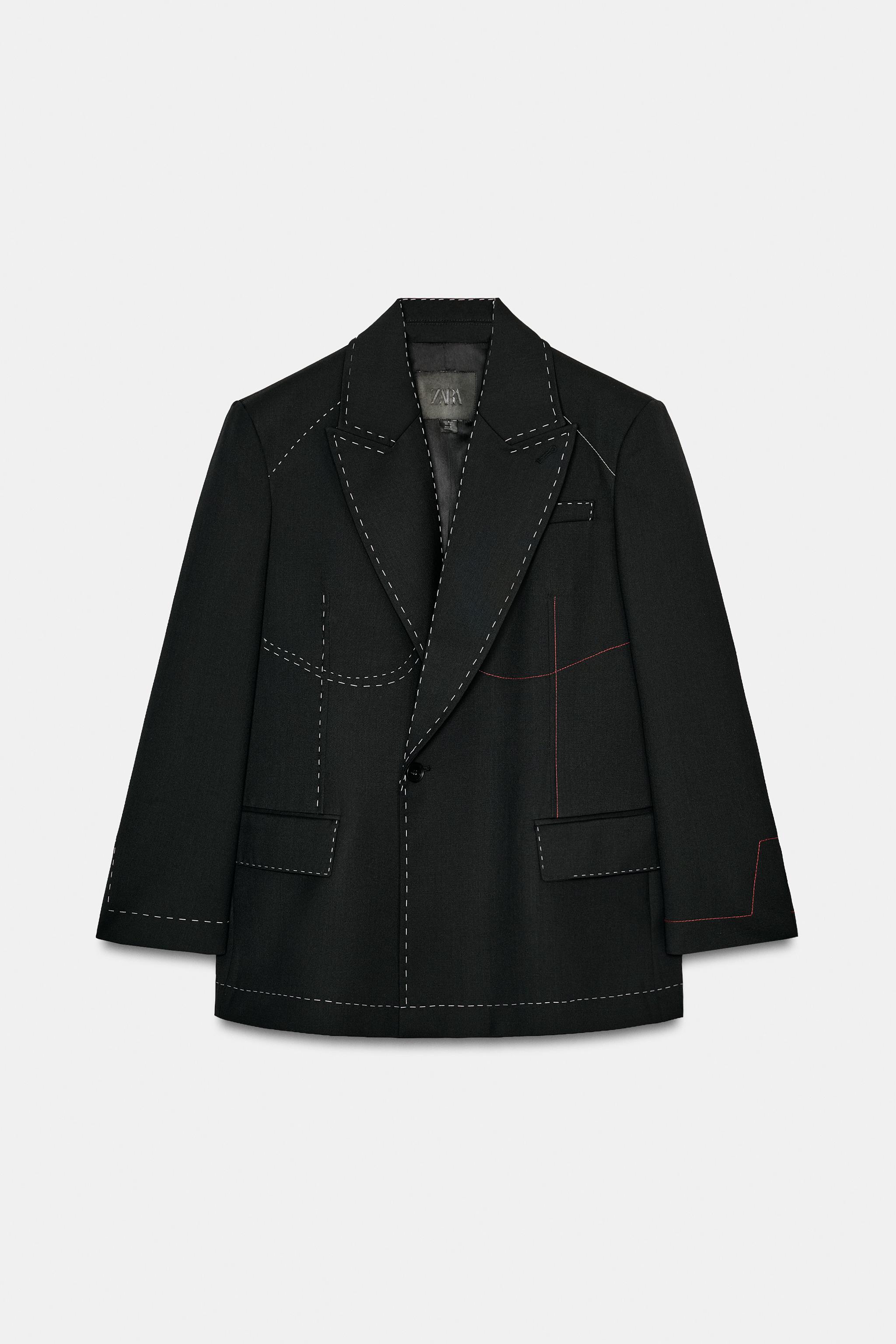 CONTRAST TOPSTITCHING BLAZER ZW COLLECTION LIMITED EDITION